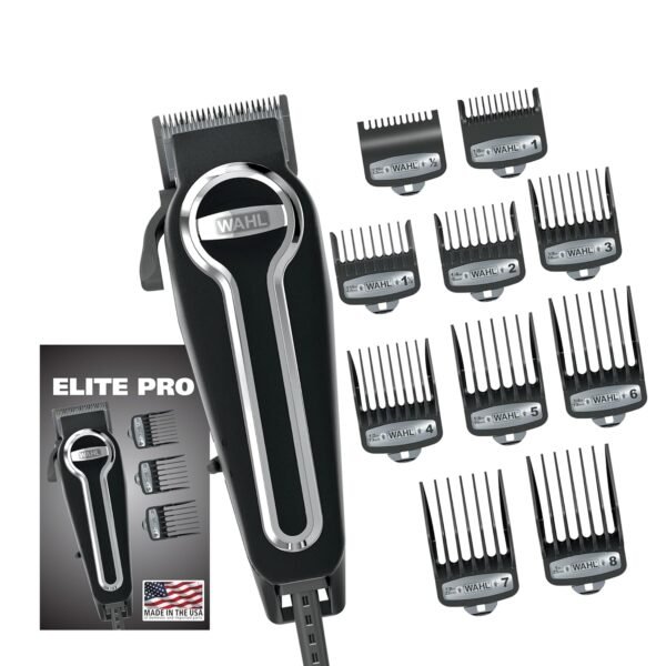 Wahl USA Elite Pro High-Performance Corded Home Haircut & Grooming Kit for Men – Electric Hair Clipper – Model 79602M