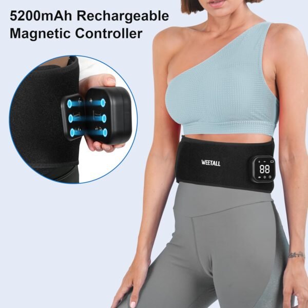 Cordless Red Light Therapy Belt: 5200mAh Rechargeable Infrared Light Therapy for Body with Heating Vibration, FSA HSA Eligible, for Back, Waist, Shoulder Pain Relief, Portable Gift for Women Men