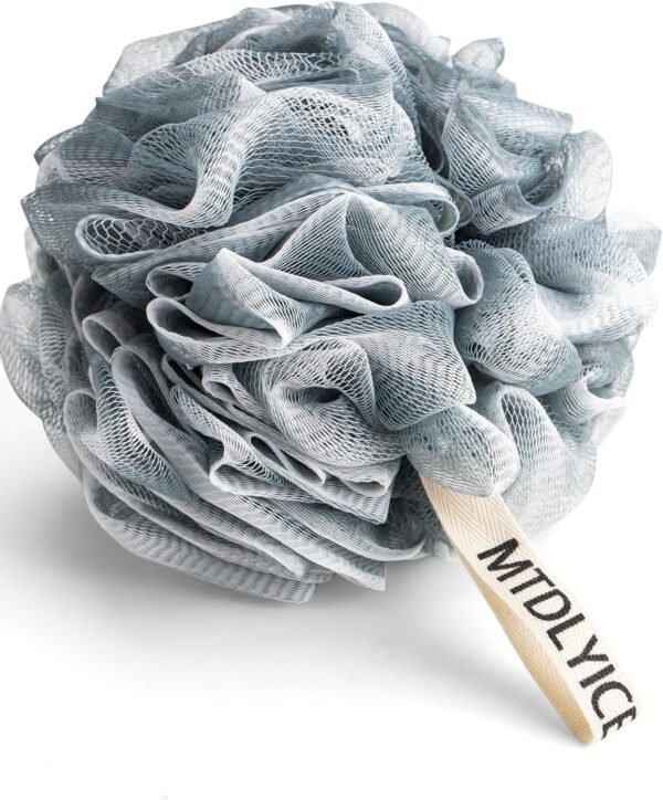 Loofah Sponge, XXL Large Loofah 100g 4 Pack, Bath Sponge Soft Mesh Shower Loofah for Men, Body Scrub, Shower Pouf Bath Accessories, for Body Wash, Soap (Blue Gray)