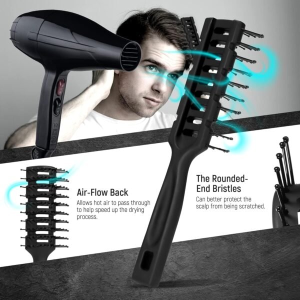 SalonSilk Hair Brush for Men, 5PCS Men Hair Brush & Styling Comb Set - Professional Barber Tools for All Hair Types, Perfect for Styling, Grooming, and Detangling