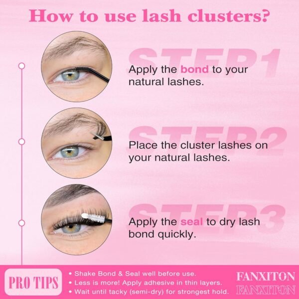 811I5DBbYnL._SL1500_.jpg FANXITON DIY Lash Extension Kit Volume Lash Clusters 40D+50D D Curvature Individual Lashes Lash Clusters Kit Thick Eyelash Extension Kit 280 pcs Thin Band Cluster Lashes Lash Bond and Seal Tweezers