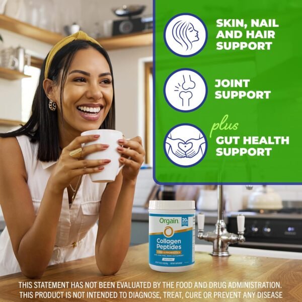 Orgain Hydrolyzed Collagen Peptides + Prebiotic & Probiotics Powder for Women & Men, 20g Grass Fed Collagen, 1 Billion CFU - Supports Digestive, Hair, Skin & Joint Health, Non-GMO, Type I & III, 1lb