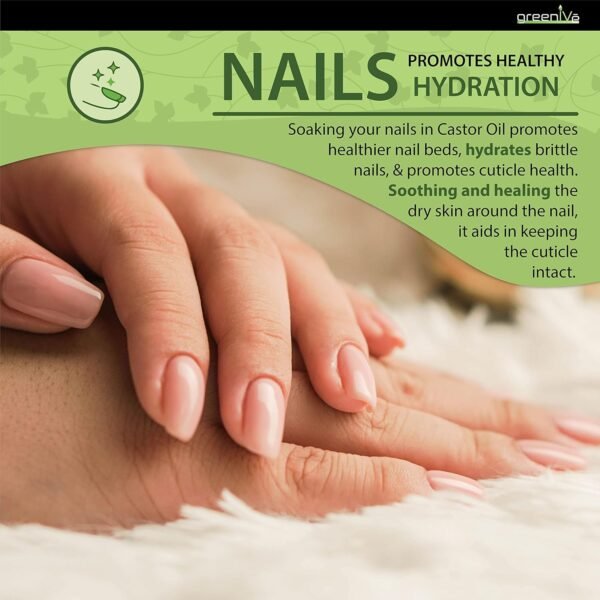 GreenIVe Castor Oil Organically Grown 100% Pure 4 fl oz Bottle Cold Pressed, Hexane Free, Eyelash and Eyebrow Growth Serum, Skin Moisturizer Detox and Wraps