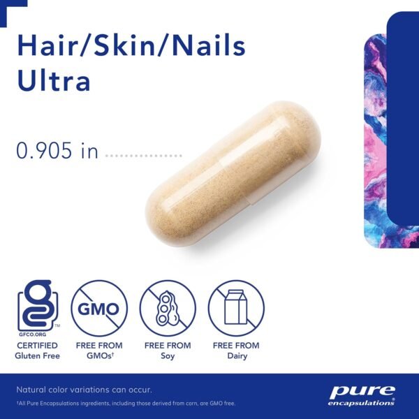 812T580rVLL._AC_SL1500_.jpg Pure Encapsulations Hair/Skin/Nails Ultra Advanced Beauty Supplement - Biotin & Collagen Supplement for Healthy Hair, Strong Nails & Youthful Skin Support* - 60 Capsules