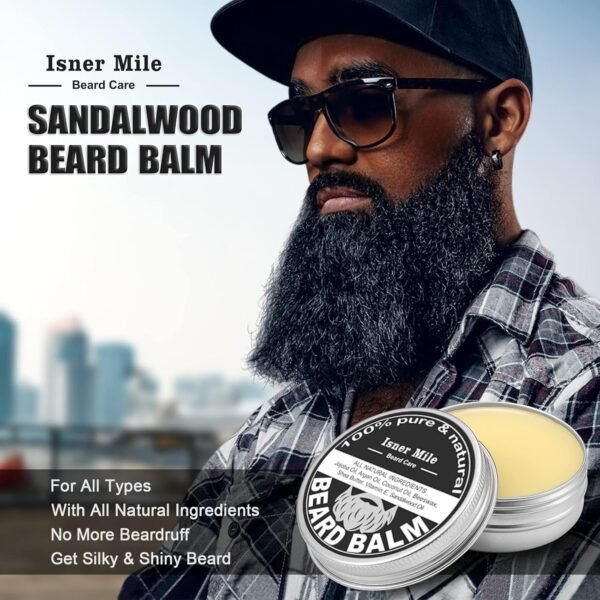 Isner Mile Beard Grooming Kit for Men: Trimming Sets with Beard Wash/Shampoo - Oil - Balm - Brush - Comb - Scissors & Storage Bag, Valentines Birthday Fathers Gifts for Dad Men Husband Boyfriend