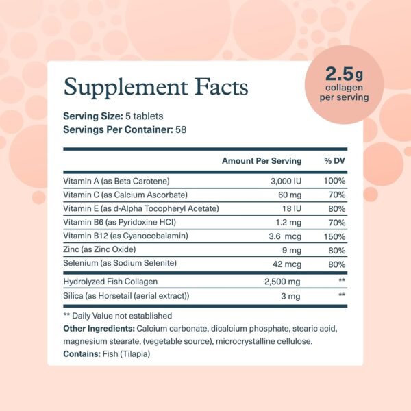 812bp50LJHL._AC_SL1500_.jpg Youtheory Marine Collagen - 2,500 mg Hydrolyzed Collagen - Supports Skin* - Fish-Sourced Collagen - with Vitamin C, A, C, E, B6, B12 & More - Highly Digestible and Absorbable - 290 Tablets