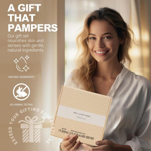 Spa Luxetique Spa Gifts for Women 6pc Vanilla Bath Sets Women Gift With Body Lotion, Shower Gel, Bubble Bath, Hand Cream, Bath and Body Gifts Set, Mothers Day Gifts