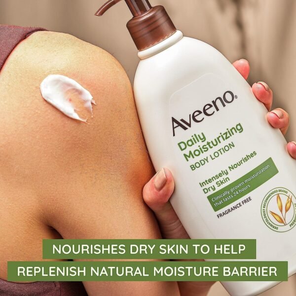 813sRMLAiXL._SL1500_.jpg Aveeno Daily Moisturizing Body Lotion, Body Lotion for Dry Skin with Prebiotic Oat, Paraben Free, Fragrance Free, Non-Greasy, Non-Comedogenic Moisturizer, 18 FL OZ