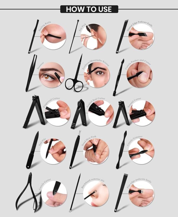 Utopia Care - Manicure Kit for Women and Men, 15-Pcs Manicure Set with Nail Clippers or Nail Kit Includes Fingernail & Toenail Clipper, Pedicure Kit with Luxurious Travel Case Present for Men, Father