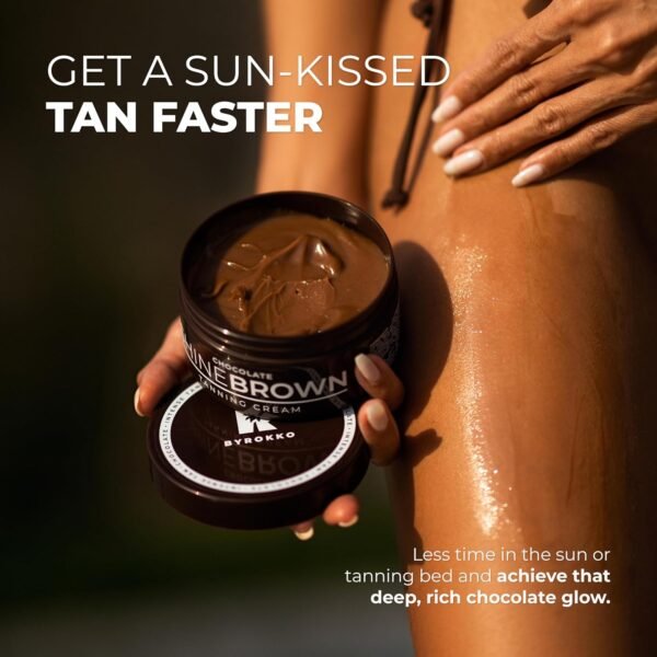 BYROKKO Shine Brown Chocolate Tan Accelerator Cream 6.8 Fl Oz, Outdoor Sun or Indoor Tanning Oil or Tanning Bed Lotion, Fast Bronzer with Premium Natural Ingredients for Deep, Long-Lasting Glow