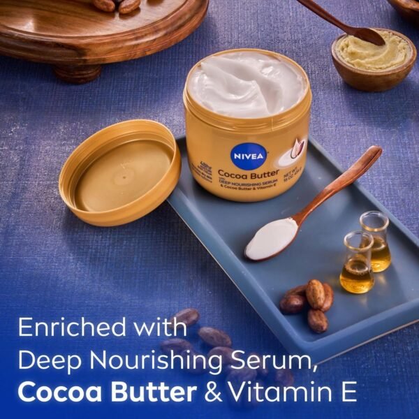8153g1AdNCL._SL1500_.jpg NIVEA Cocoa Butter Body Cream for Dry Skin with Hyaluronic Acid, Cocoa Butter and Deep Nourishing Serum, 72-Hour Body Moisturizer, 16 Oz Jar