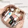 815COkF7d2L._AC_SL1500_.jpg BAGSMART Makeup Bag, Travel Cosmetic Bags Water-resistent Makeup Case for Women Portable Pouch Open Flat Make Up Organizer for Toiletries, Brushes, Pink