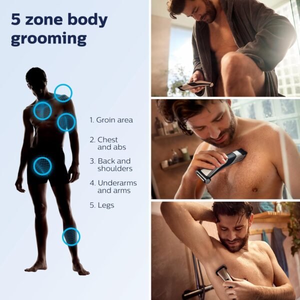 Philips Norelco Bodygroom 7000 Series, Showerproof Groin and Body Trimmer for Men, Precise Body Grooming, Adjustable Comb, Safe Even Below The Belt, 80 Min. Runtime, Model BG7030/49