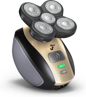 815p4xc0RrL._AC_SL1500_.jpg FlexSeries Electric Head & Body Hair Shaver - Mens Cordless Rechargeable Wet/Dry Skull Bald Head Back & Groin Waterproof Razor with Rotary Blades, Clippers, Nose Trimmer, Brush, Massager