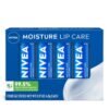 815smwX7aGL._SL1500_.jpg NIVEA Moisture Lip Care, Hydrating Lip Balm with Shea Butter, Nourishing Oils and Vitamin C & E, 3-in-1 Moisture, Repair and Nourish, 0.17 Oz Stick, Pack of 4