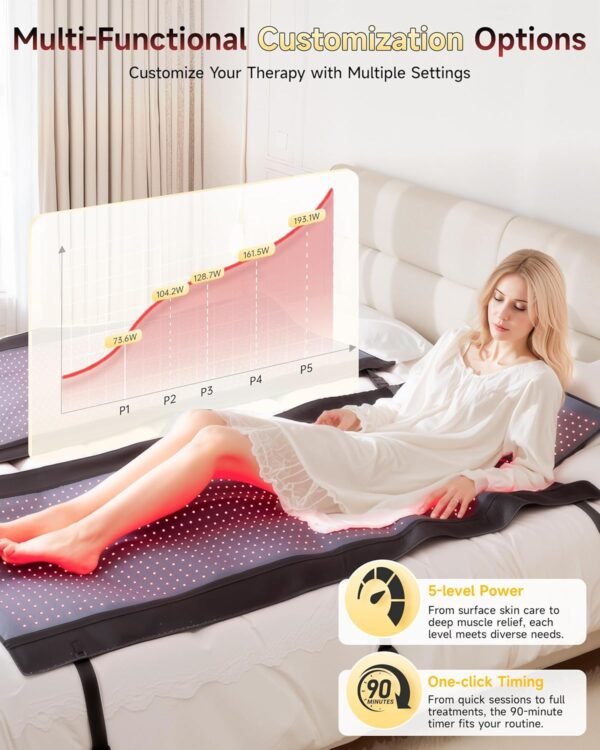 2025 Upgraded Triple-Mode Red Light Therapy Mat for Full Body Pain Relief, 73.0" x 33.4" Whole Body Coverage with 2570 Dual-Wave (660nm & 850nm) LEDs, Premium Leather, Multi-Mode Customization(Black)