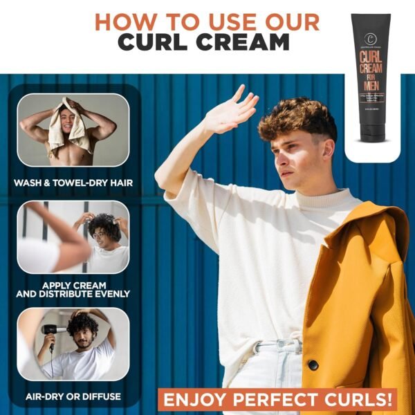 817bESQnSwL._SL1500_.jpg Controlled Chaos Curl Cream for Men - Hair Styling Cream For Wavy and Curly Hair With Shea Butter, Jojoba Oil, Coconut Oil, Add Smoothness, Anti-frizz, Sulfate-Free Curl Cream (3.4oz)