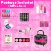 Hollyhi 58 Pcs Kids Makeup Kit for Girl, Princess Toys Real Washable Cosmetic Set with Mirror, Kids Makeup Sets for Girls, Play Make Up Birthday Gifts for 3 4 5 6 7 8 9 10 11 12 Years Old Kid (Rose)