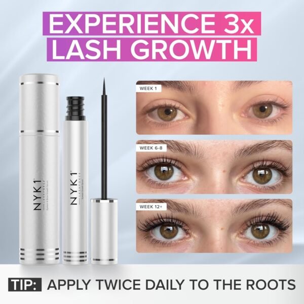 NYK1 CONCENTRATED Lash Serum For Eyelash Growth (XL - 8ml) LashForce Eyelash Serum To Grow Lashes Longer And Thicker - Eye Lash Enhancing Formula With Easy Application And Long Lasting Results