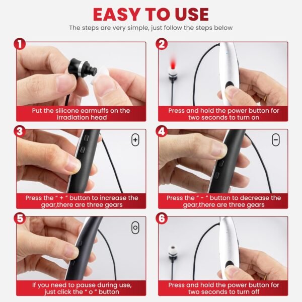 650nm Nose and Ear Red Light Therapy Device - 2 in 1 Red Light Therapy for Ears Tinnitus, Portable Neck Hanging, Red Light Therapy Tinnitus, Portable Neck Hanging, Red Light Therapy Tinnitus