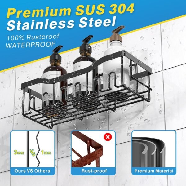 818skQ8tA2L._AC_SL1500_.jpg Adhesive Shower Caddy, 5 Pack Rustproof Stainless Steel Bath Organizers With Large Capacity, No Drilling Shelves for Bathroom Storage & Home Decor