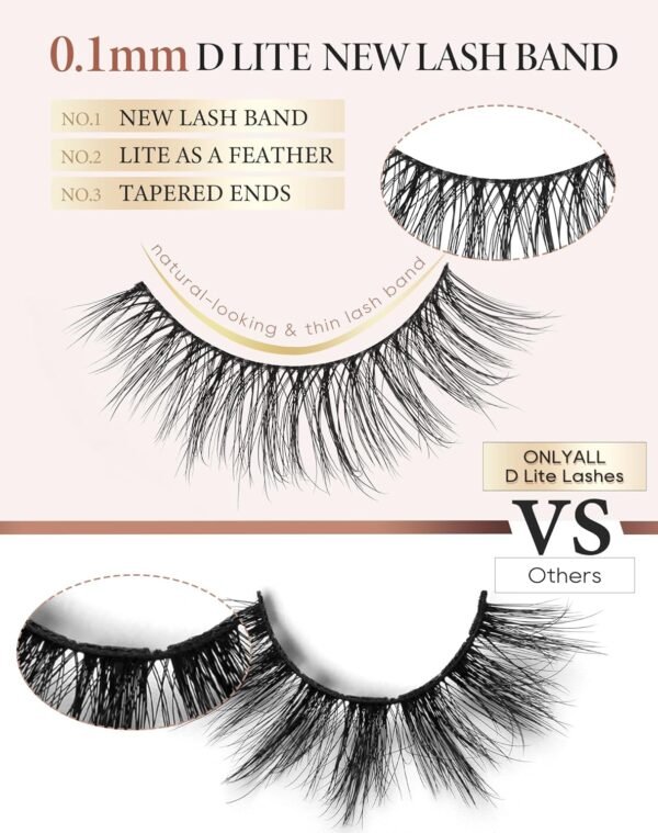 8193eeL2dCL._SL1500_.jpg Onlyall Natural Lashes Wispy Lashes Natural Look False Eyelashes Natural Flared Eyelashes False Eye Lashes Soft Fluffy Lashes 7 Pairs D-K06, Black