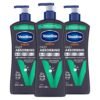 Vaseline Men's Healing Moisture Hand & Body Lotion For Dry or Cracked Skin Fast Absorbing Non-Greasy Lotion for Men 20.3 oz, Pack of 3