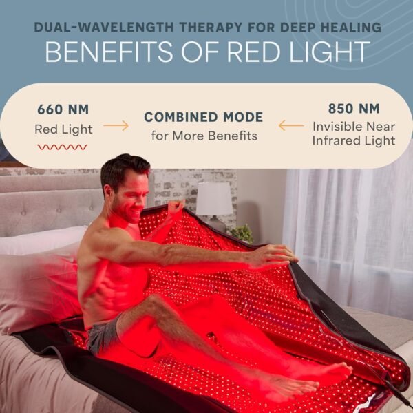 Lifepro Infrared Red Light Therapy for Body Blanket - Lessens Pain, and Enhances Recovery- Whole Body Care Mat with 3 Modes - Uses 660nm & 850nm Wavelengths