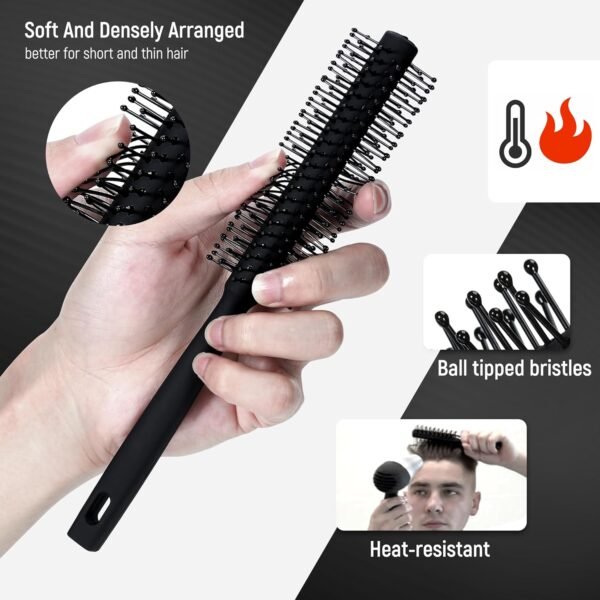 SalonSilk Hair Brush for Men, 5PCS Men Hair Brush & Styling Comb Set - Professional Barber Tools for All Hair Types, Perfect for Styling, Grooming, and Detangling
