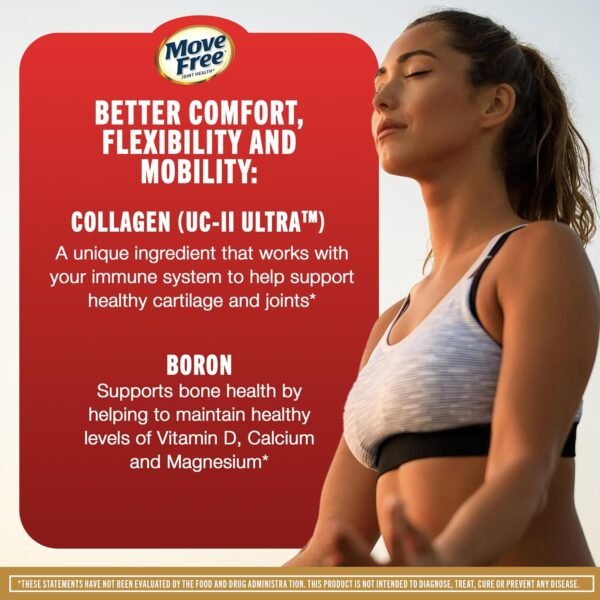 81ApeaN7XTL._AC_SL1500_.jpg Move Free Ultra Triple Action Joint Support Supplement - Type II Collagen Boron & Hyaluronic Acid - Supports Joint Comfort, Cartiliage & Bones in 1 Tiny Pill Per Day, 64 Tablets (64 servings)