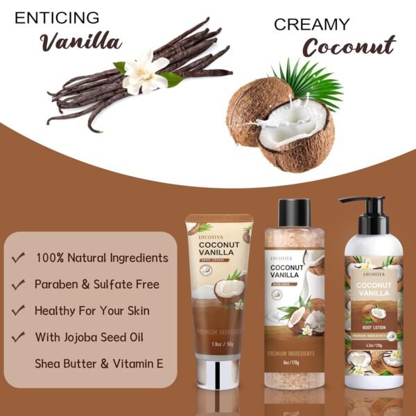 81B4gmf5DuL._SL1500_.jpg Gifts for Women, Birthday Gifts for Women, Bath and Body Gifts Set, Vanilla Coconut Spa Gift for Self Care,Thank you Relaxing Bath Sets for Mom, Grandma, Girlfriend, Sister, Friends
