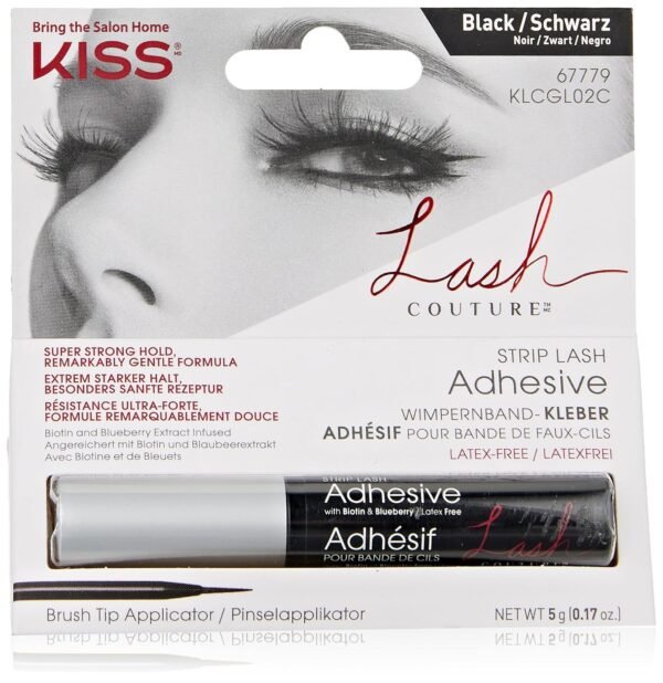81BopTjKbFL._SL1500_.jpg KISS Lash Couture, Lash Glue, Super Strong Strip Lash Adhesive, Black, Includes Lash Adhesive, Long Lasting Wear, Can Be Used with Strip Lashes and Lash Clusters