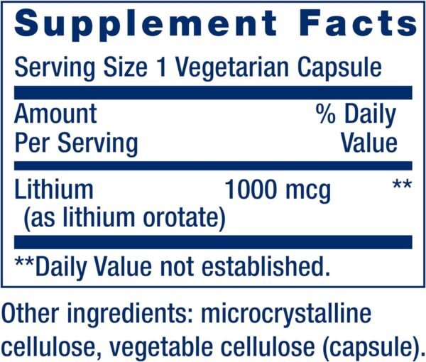 Life Extension Lithium 1000 mcg - for Brain Health, Anti-Aging & Longevity - Memory & Cognition, Mood Support Supplement -Once Daily - Gluten-Free, Non-GMO - 100 Count