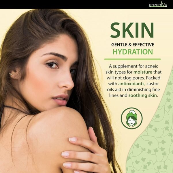 GreenIVe Castor Oil Organically Grown 100% Pure 4 fl oz Bottle Cold Pressed, Hexane Free, Eyelash and Eyebrow Growth Serum, Skin Moisturizer Detox and Wraps