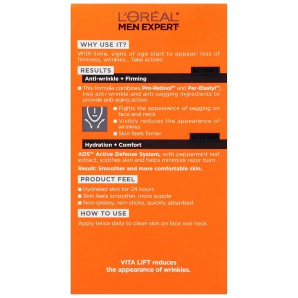 L'Oreal Paris Men Expert Vitalift Anti-Wrinkle & Firming Face Moisturizer with Pro-Retinol, 1.6 oz