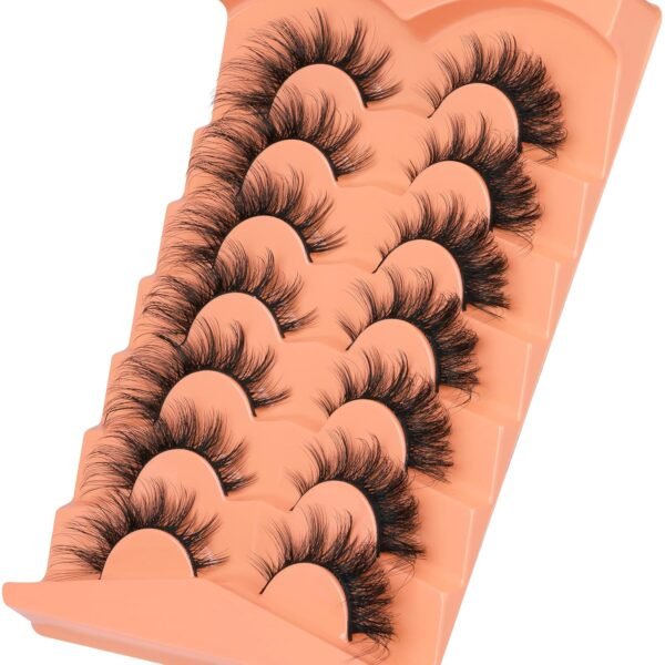 81D0dCZdt9L._SL1500_.jpg False Eyelashes Wispy Lashes Natural Look Fake Eyelashes Cat Eye Lashes Mink Fluffy Strip False Lashes Fox Eye Lashes Pack 7 Pairs ALICROWN