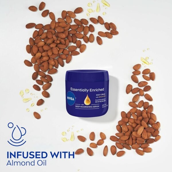 NIVEA Essentially Enriched Body Cream for Very Dry Skin with Almond Oil and Deep Nourishing Serum, 48-Hour Body Moisturizer, 13.5 Oz Jar