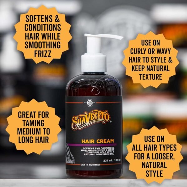 Suavecito Hair Cream Pump Bottle Medium Shine All Day Light Hold (8 oz)