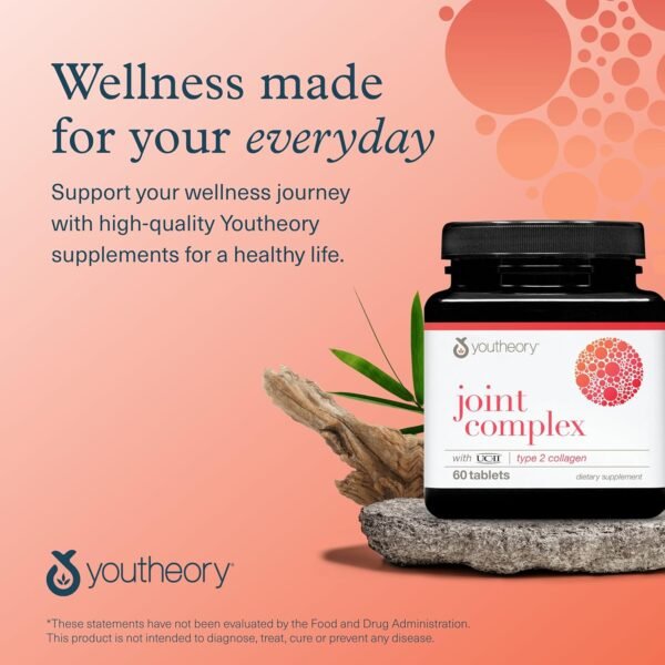 81DbEzoCO2L._AC_SL1500_.jpg Youtheory Joint Complex with UC-II - Collagen Type 2 for Joints - Collagen Supplement - with Boswellia Extract, Ginger & Turmeric - Offers Joint Support* - Dairy, Soy & Gluten Free - 60 Tablets