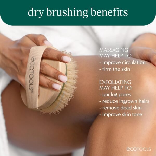 EcoTools Dry Brush, Gentle Exfoliating Scrubber for Skincare and Beauty, Pore Cleansing, Pink