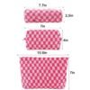 81DuzMDR5cL._SL1500_.jpg ZLFSRQ 3Pcs Checkered Makeup Bag for Women Large Small Checkered Cosmetic Bag Set Cute Aesthetic Pink Makeup Pouch for Purse Travel Toiletry Bags Preppy Pencil Bags Zipper Skincare Storage Organizer