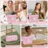 YOOLIFE Personalized Initial Makeup Bag | Pink Cosmetic Travel Bag | 11 12 13 14 15 16 Years Old Girl Gifts Graduation Teacher Gifts Teen Girl Gift Trendy Stuff A