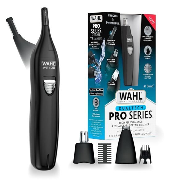 81F8WZ4YzL._SL1500_.jpg Wahl Pro Series® Rechargeable Eyebrow, Ear & Nose Hair Trimmer for Men – Painless DualTech® Eyebrow Trimmer & Facial Hair Removal Device – Model 3025656