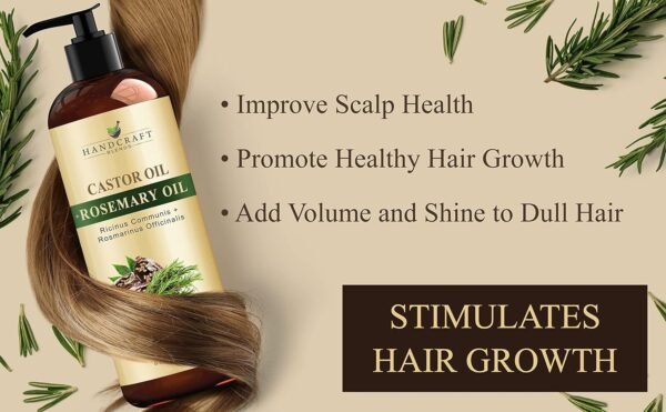 81FN2lAdRWL._SL1500_.jpg Handcraft Blends Castor Oil with Rosemary Oil - 8 Fl Oz - 100% Pure and Natural - Premium Grade Carrier Oil for Hair Growth, Eyelashes and Eyebrows, Hair & Body