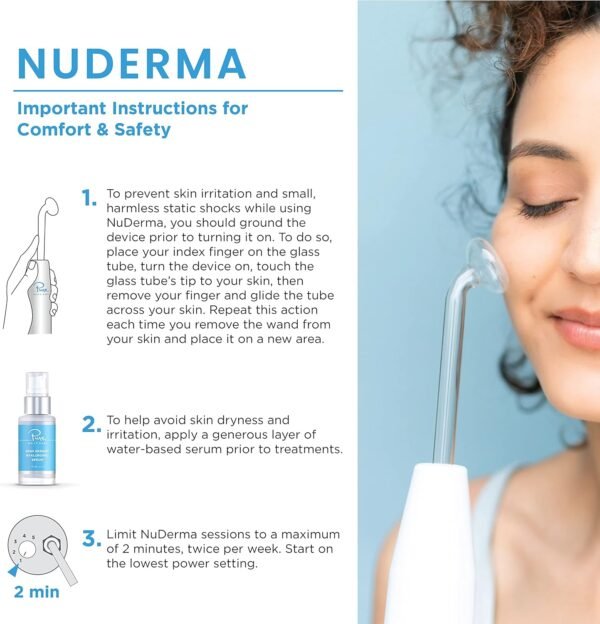 Pure Daily Care NuDerma Handheld Skin Therapy Wand Machine w/Neon – Anti-Aging - Skin Tightening - Wrinkle Reducing - Dark Circles – Clarifying - Hair & Scalp Stimulator