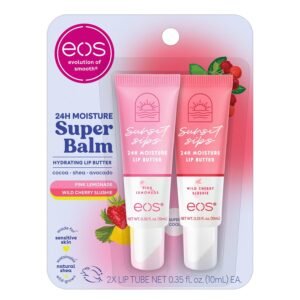 81FzFtKaJL._SL1500_.jpg eos 24H Moisture Super Balm - Pink Lemonade & Wild Cherry Slushie, Day or Night Lip Treatment, Made for Sensitive Skin, Lip Balms & Moisturizers, 0.35 fl oz, 2-Pack