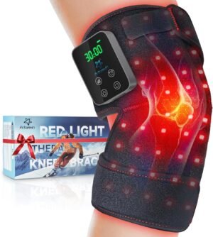 Red Light Therapy Knee Brace Wireless Rechargeable with Pulse & Heating Modes, 660nm & 850nm Near-Infrared Light for Knee, Elbows & Shoulders Ideal for Elderly & Athletes FSA HSA Eligible