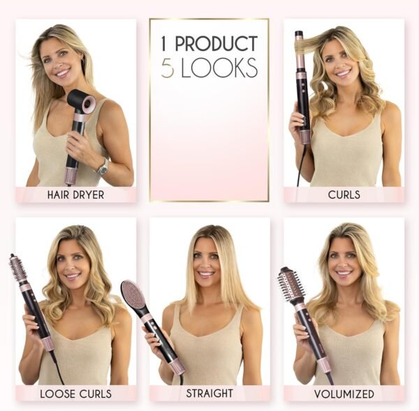 81GydSzrKTL._AC_SL1500_.jpg ELLA BELLA® 6 in 1 Professional Hot Air Styler • Powerful Hair Dryer & Straightener Set • Styling Without Heat Damage • Fast Drying Curling Volumizing Straightening • Includes Protective Travel Case
