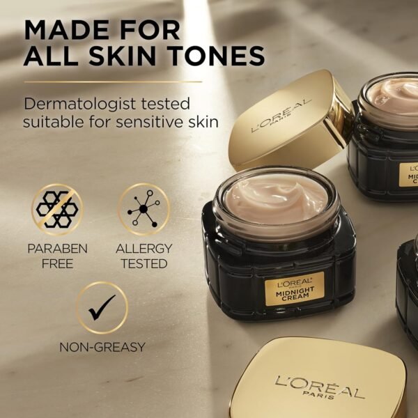 L'Oreal Paris Age Perfect Anti-Aging Midnight Cream, Face Moisturizer to Reduce Wrinkles and Firm Skin, 1.7oz + Serum Sample