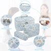 81HTd9-gqPL._AC_SL1500_.jpg Makeup Bag, Large Quilted Cosmetic Bag, Big Floral Make Up Bag for Women Girls, Cute Cotton Makeup Bag Set, Flower Travel Toiletry Organizer Bag